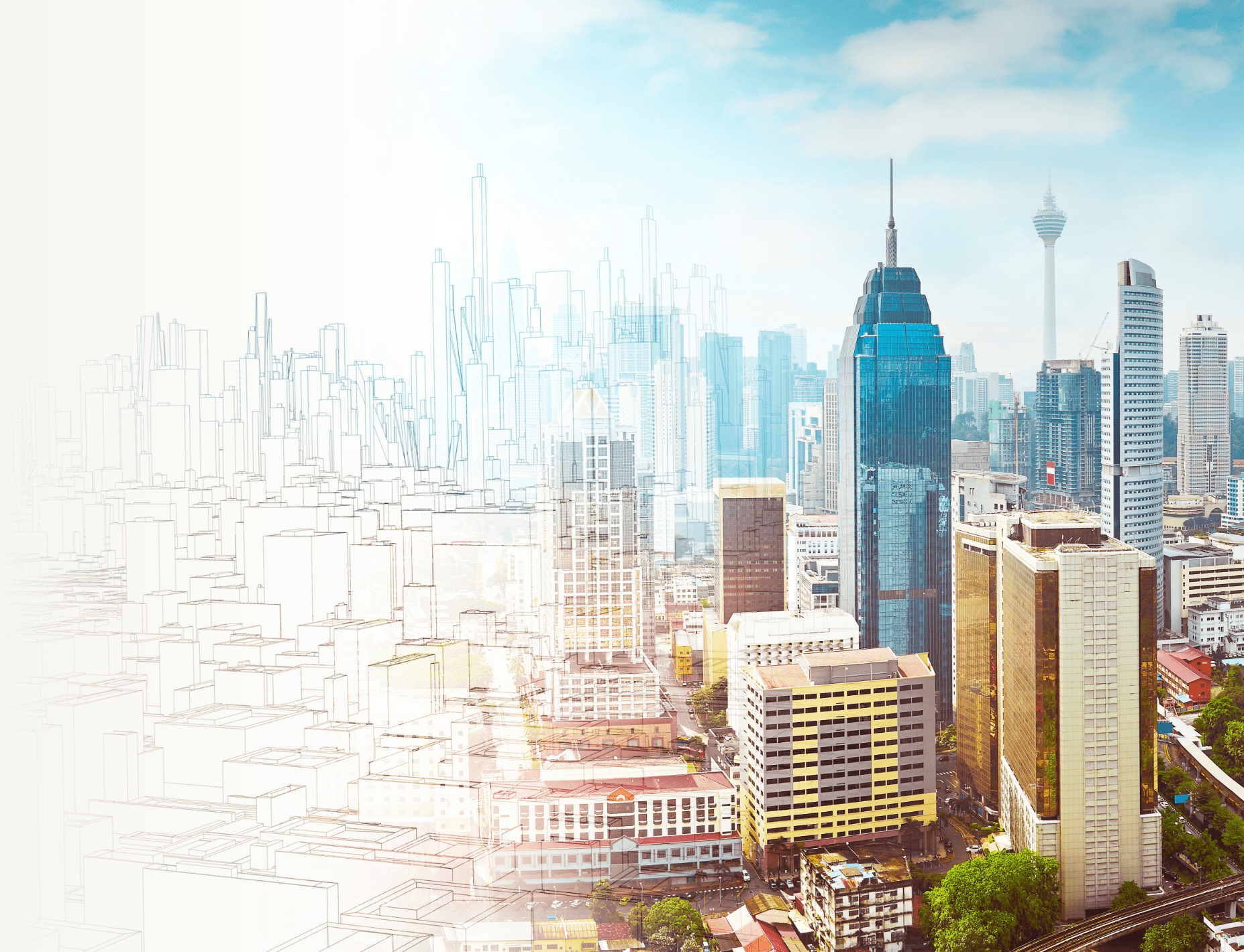 都市開発の未来をイメージしたビジュアル